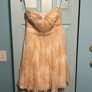 Anne Taylor 100 Percent Silk Butterfly Whisper Print  light Peachy Pink & Cream